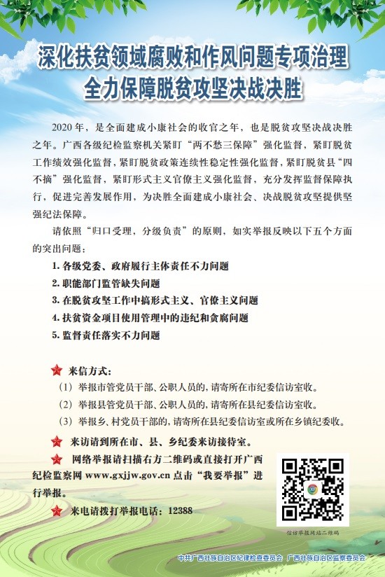 广西深化扶贫领域腐败和作风问题专项治理口袋书、宣传张贴画