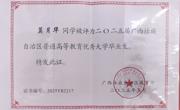 莫月华同学被评为2025届广西壮族自治区普通高等教育优秀大学毕业生